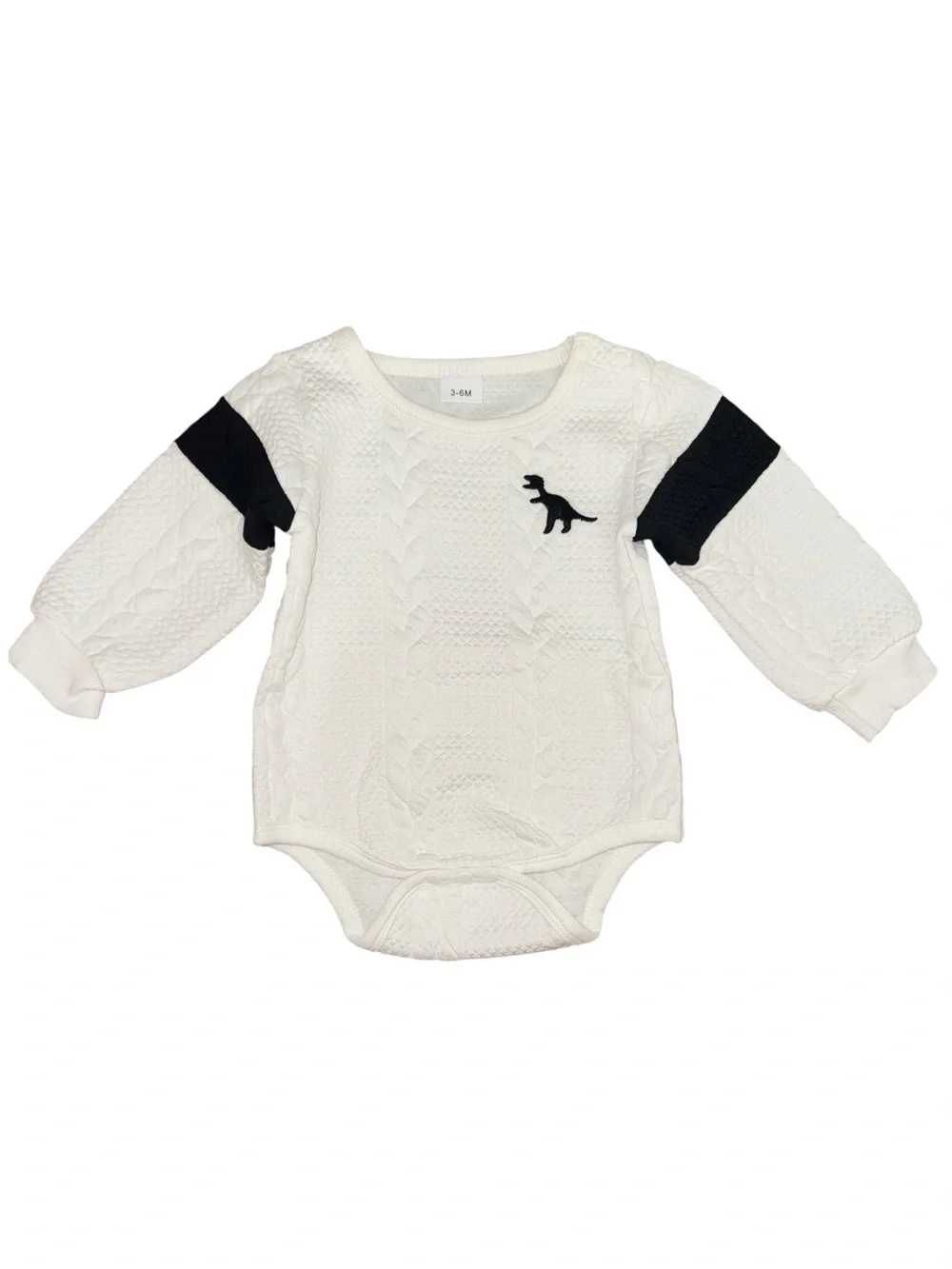 Infant Boy 3-6M Dinosaur Cable Knit Onesie Jogger Pants Outfit Set White NIP